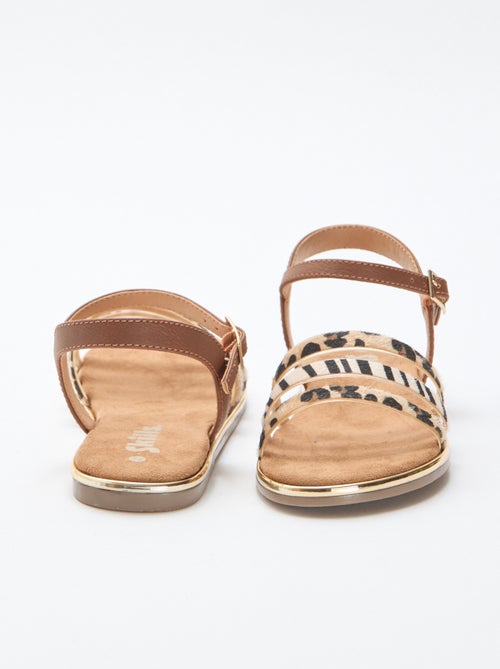 Platte sandalen met 'luipaard' bandjes - Kiabi