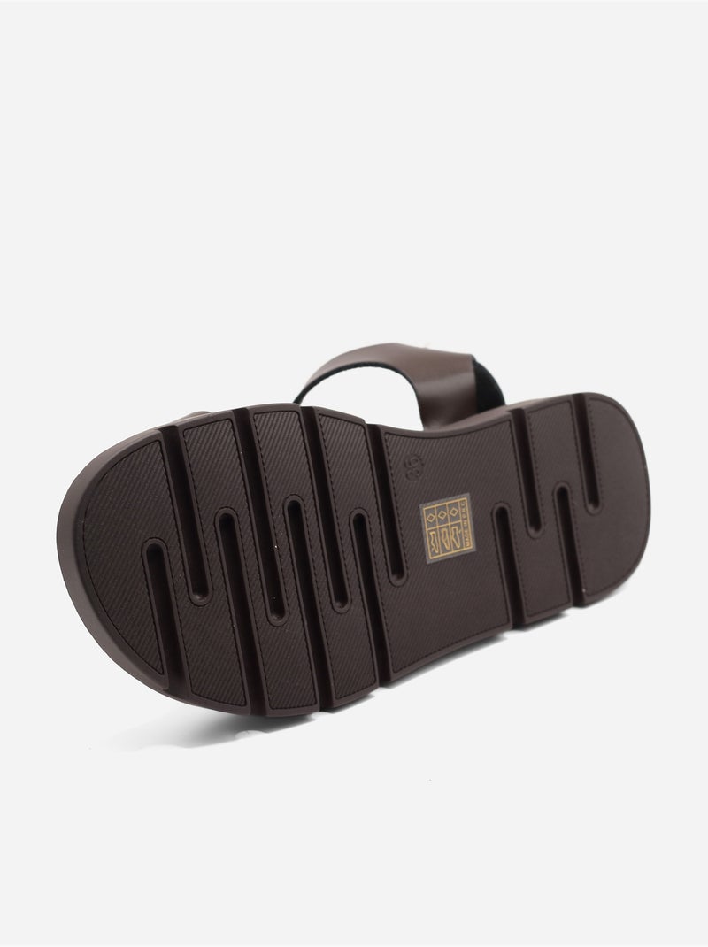 Platte sandalen met meerdere bandjes Bruin - Kiabi