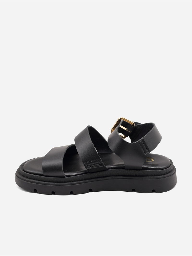 Platte sandalen met meerdere bandjes Zwart - Kiabi