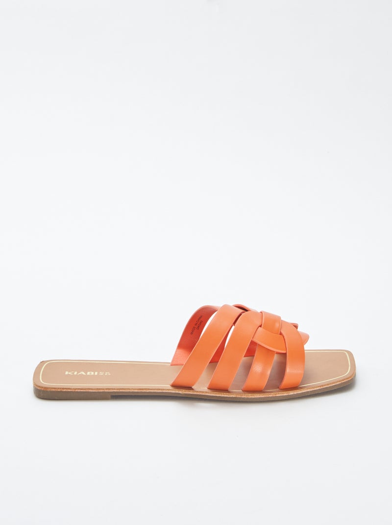 Platte sandalen met meerdere riempjes ORANJE - Kiabi