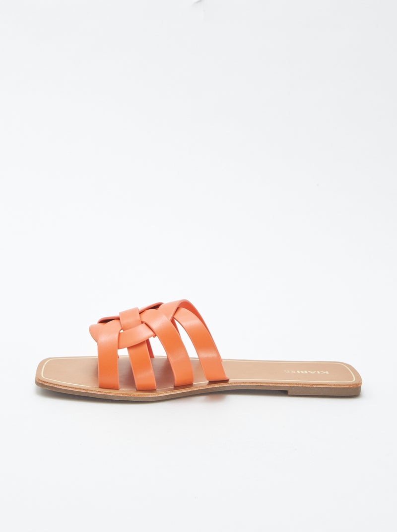 Platte sandalen met meerdere riempjes ORANJE - Kiabi