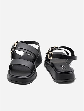 Platte sandalen met plateauzool