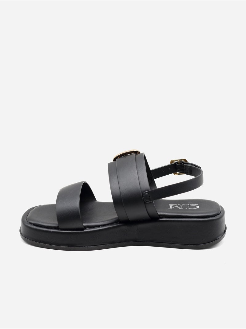 Platte sandalen met plateauzool Zwart - Kiabi