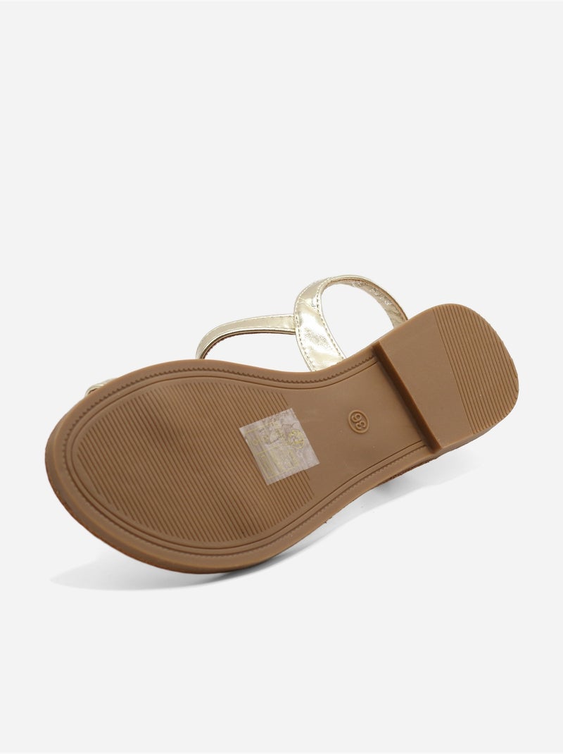 Platte sandalen met riempje en gesp Goud/Goudkleurig - Kiabi