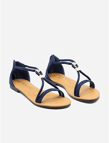 Platte sandalen met rits
