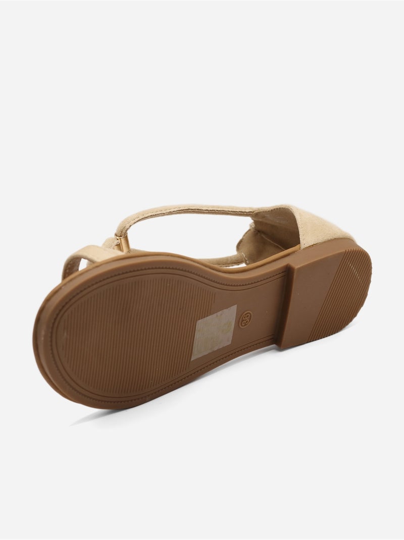 Platte sandalen met rits Crème - Kiabi