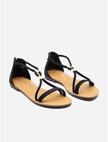 Platte sandalen met rits