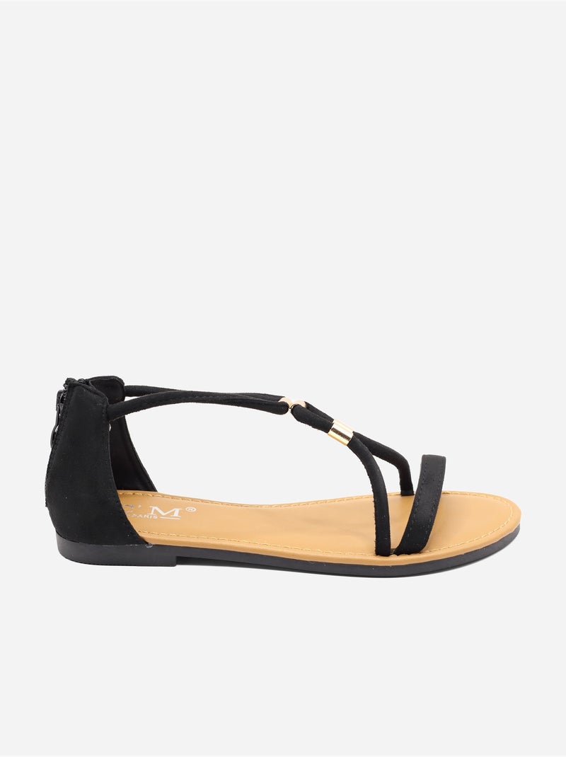 Platte sandalen met rits Zwart - Kiabi