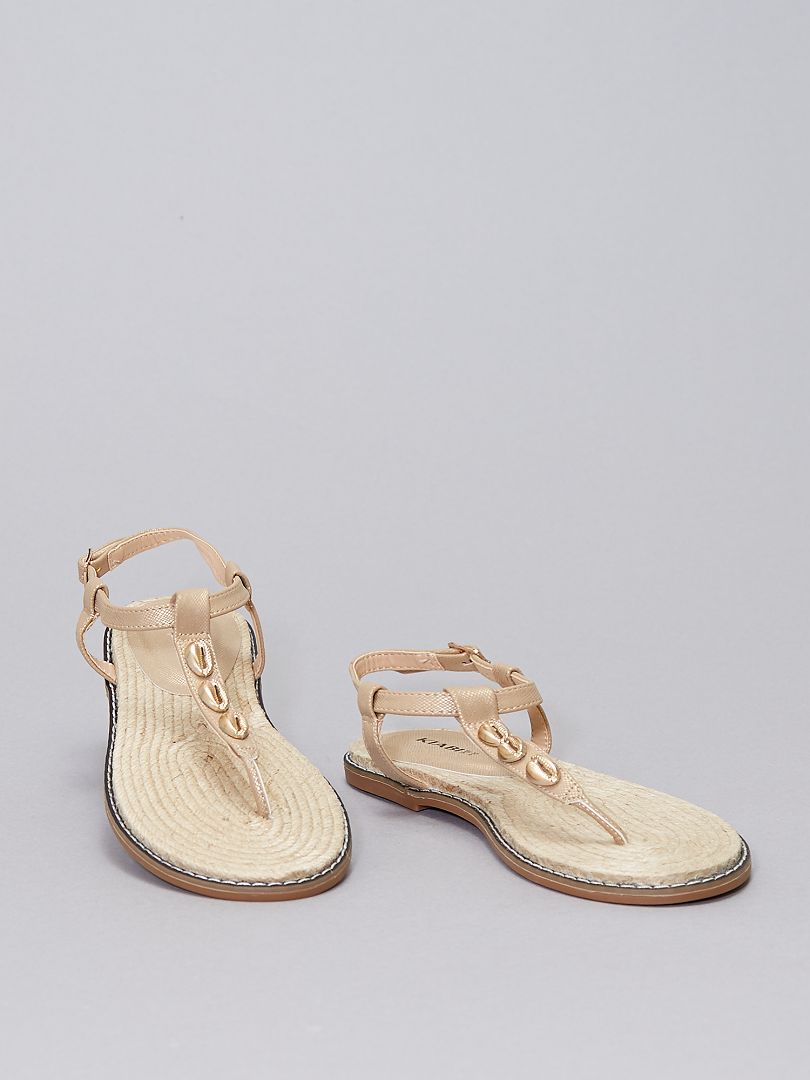 Platte sandalen met schelpjes GEEL - Kiabi