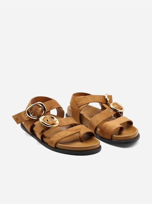 Platte sandalen met suède-look - Kiabi Platte sandalen met suède-look - Kiabi
