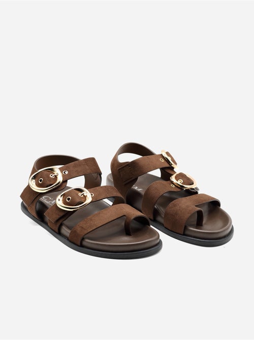 Platte sandalen met suède-look - Kiabi Platte sandalen met suède-look - Kiabi