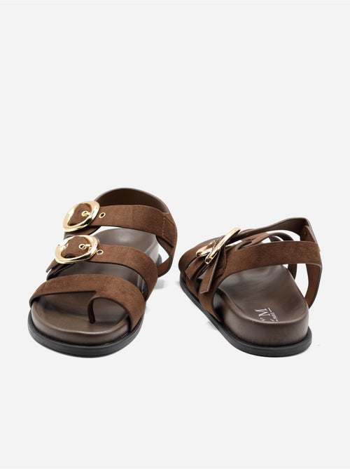 Platte sandalen met suède-look - Kiabi Platte sandalen met suède-look - Kiabi