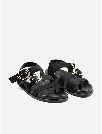 Platte sandalen met suède-look