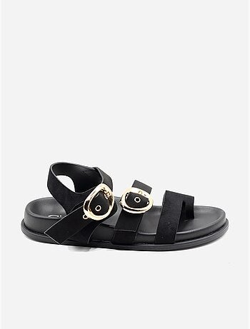 Platte sandalen met suède-look