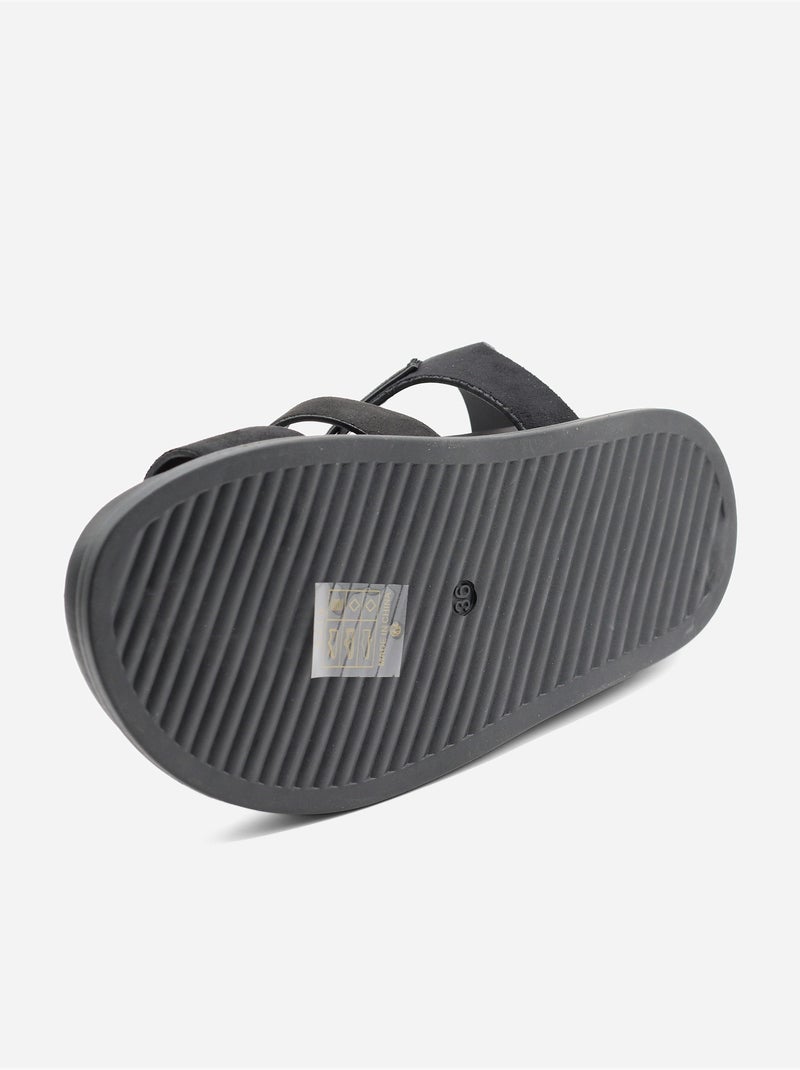 Platte sandalen met suède-look Zwart - Kiabi