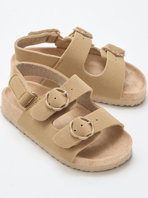 Platte sandalen met verstelbaar enkelbandje met klittenband - Kiabi