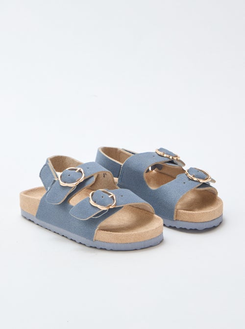 Platte sandalen met verstelbaar enkelbandje met klittenband - Kiabi