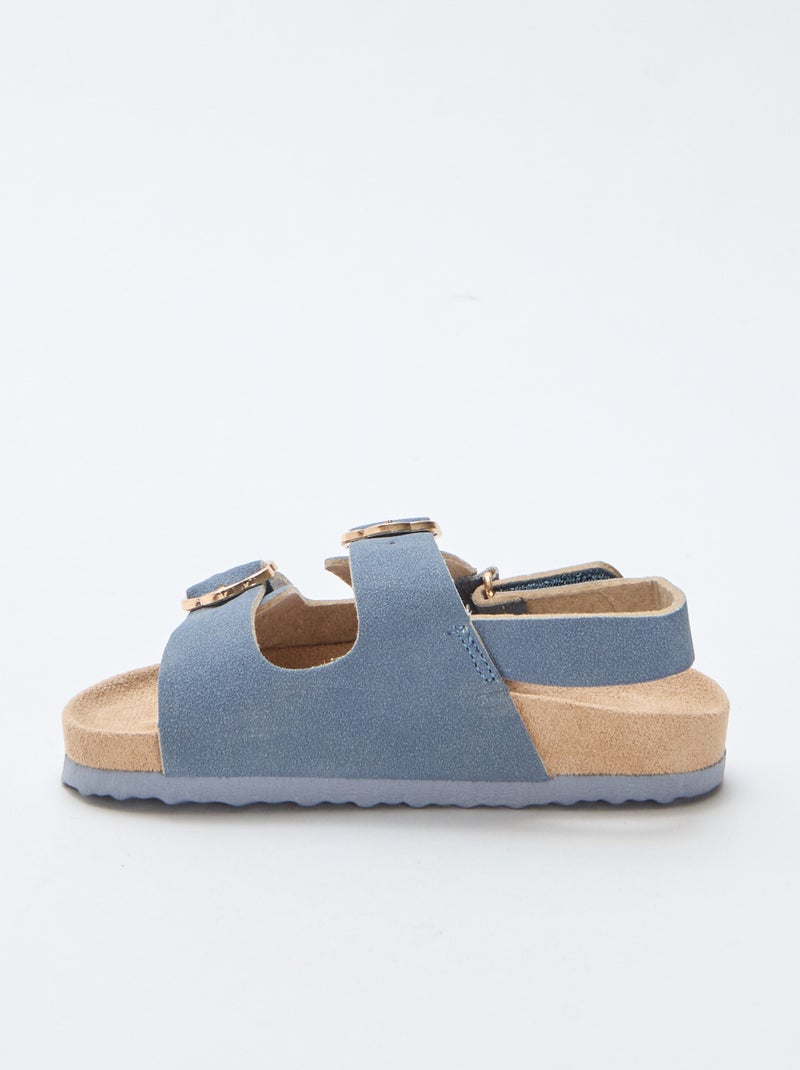 Platte sandalen met verstelbaar enkelbandje met klittenband Blauw - Kiabi