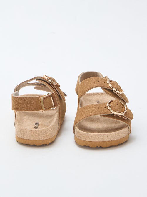 Platte sandalen met verstelbaar enkelbandje met klittenband - Kiabi