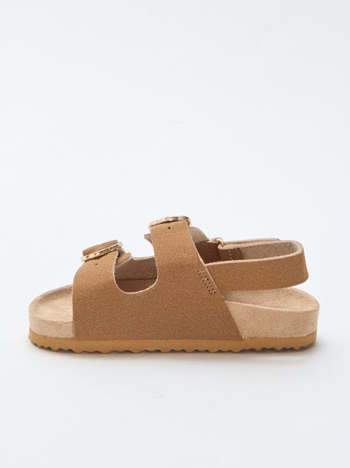 Platte sandalen met verstelbaar enkelbandje met klittenband - Kiabi