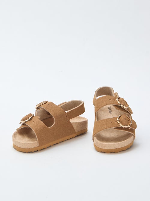 Platte sandalen met verstelbaar enkelbandje met klittenband - Kiabi