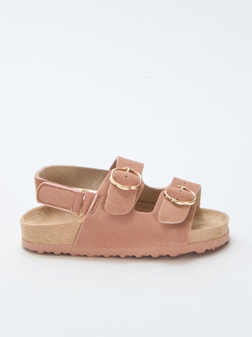 Platte sandalen met verstelbaar enkelbandje met klittenbandsluiting - Kiabi