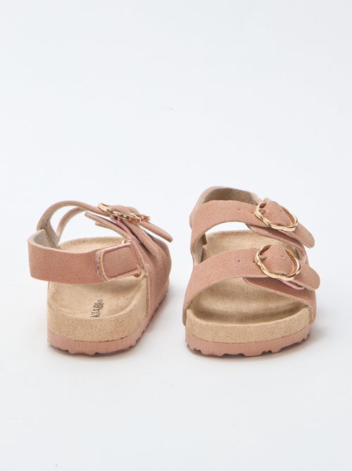 Platte sandalen met verstelbaar enkelbandje met klittenbandsluiting - Kiabi