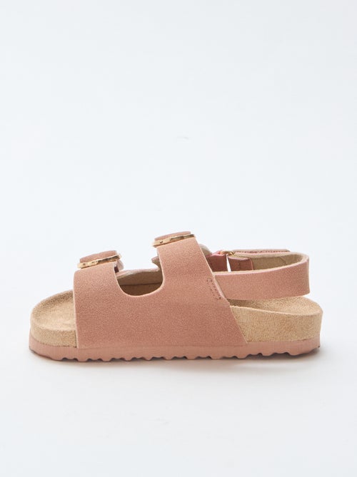 Platte sandalen met verstelbaar enkelbandje met klittenbandsluiting - Kiabi