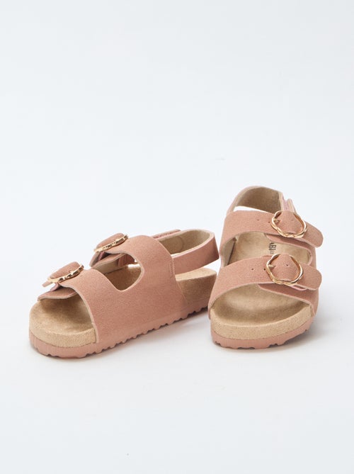 Platte sandalen met verstelbaar enkelbandje met klittenbandsluiting - Kiabi