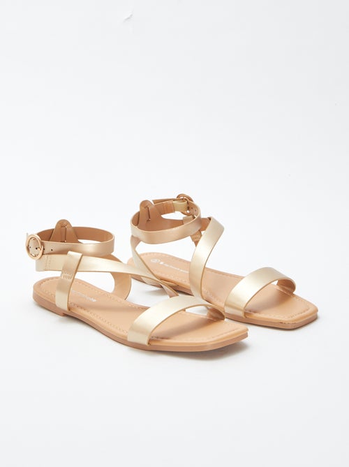 Platte sandalen van goudkleurig imitatieleer - Kiabi