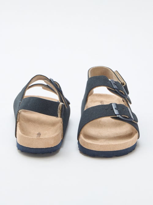 Platte sandalen van suedine met verstelbare bandjes - Kiabi