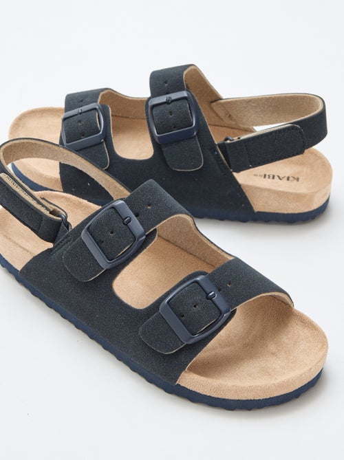 Platte sandalen van suedine met verstelbare bandjes - Kiabi