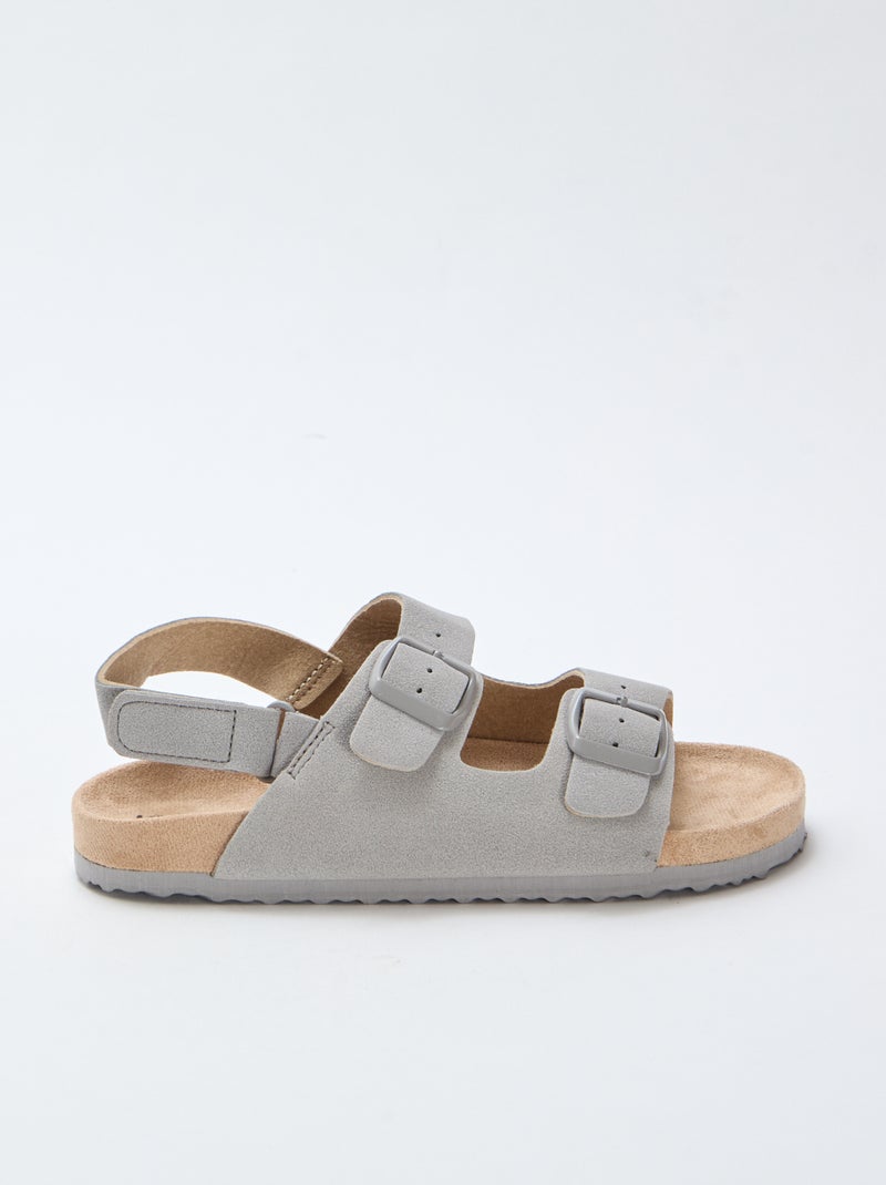 Platte sandalen van suedine met verstelbare bandjes Grijs - Kiabi