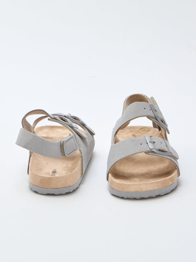 Platte sandalen van suedine met verstelbare bandjes Grijs - Kiabi