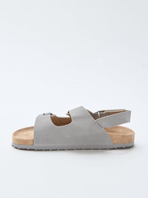 Platte sandalen van suedine met verstelbare bandjes - Kiabi