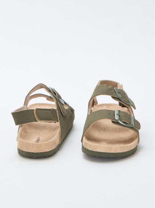 Platte sandalen van suedine met verstelbare bandjes - Kiabi