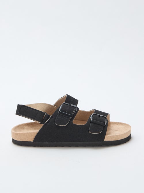 Platte sandalen van suedine met verstelbare bandjes - Kiabi