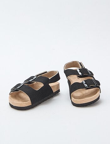 Platte sandalen van suedine