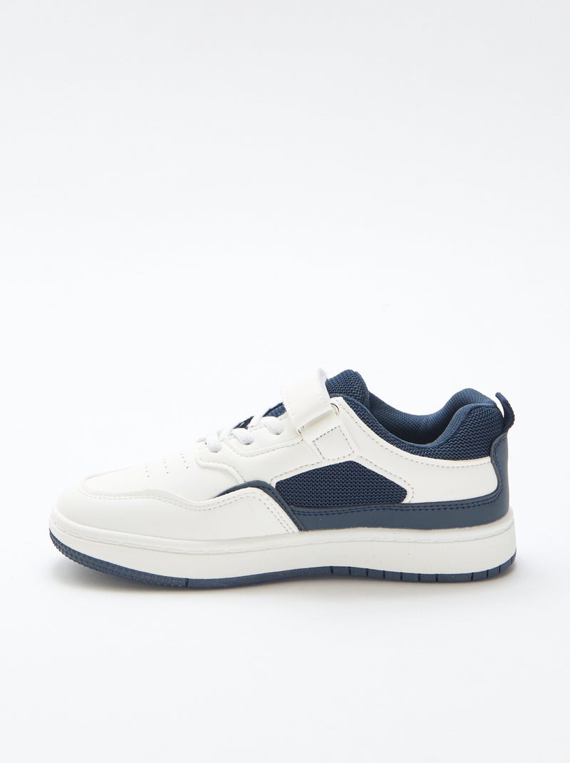Platte sneaker met contrasterende tweekleurige klittenbandsluiting Blauw - Kiabi