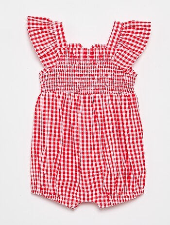 Playsuit met Vichyprint en ruches