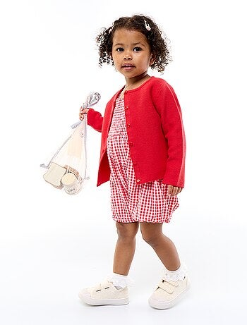 Playsuit met Vichyprint en ruches