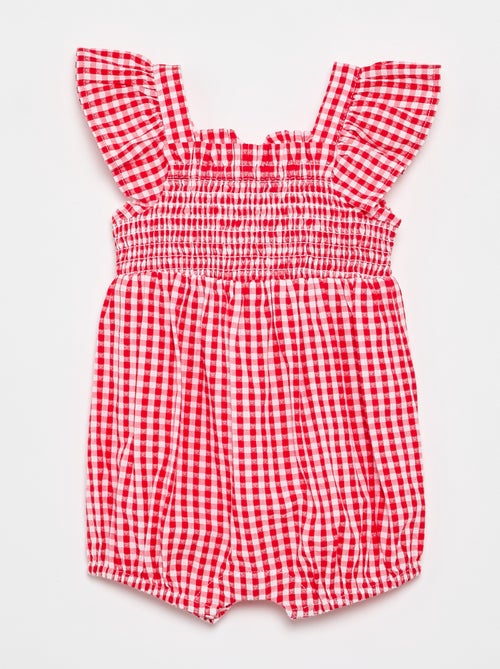 Playsuit met Vichyprint en ruches - Kiabi Playsuit met Vichyprint en ruches - Kiabi