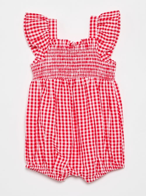 Playsuit met Vichyprint en ruches - Kiabi Playsuit met Vichyprint en ruches - Kiabi
