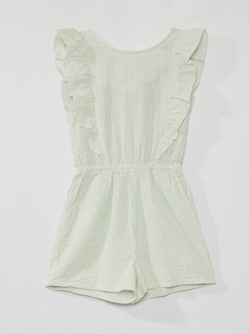 Playsuit van crêpe-achtige tricot GROEN - Kiabi