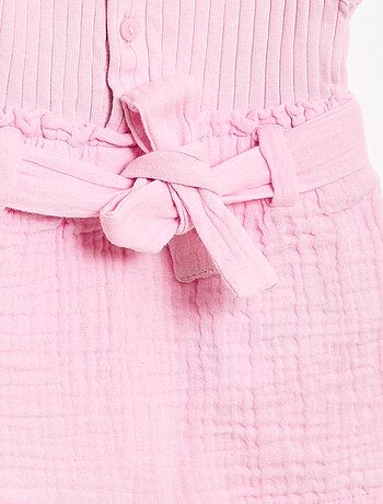 Playsuit van dubbele katoenen gaasstof met strikceintuur
