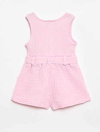 Playsuit van dubbele katoenen gaasstof met strikceintuur