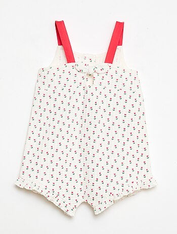 Playsuit van gewafelde stof met motief