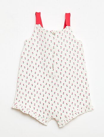 Playsuit van gewafelde stof met motief