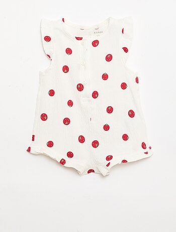 Playsuit van katoenen jerseytricot met ruches aan de mouwen