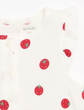 Playsuit van katoenen jerseytricot met ruches aan de mouwen